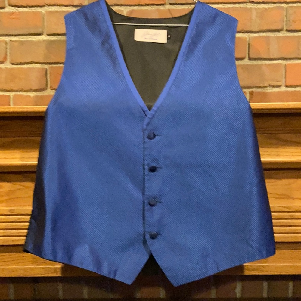 EUC Jean Yves blue satin 4 button vest